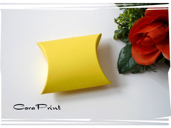 10 Kissenschachteln für Gastgeschenke gelb gerippt