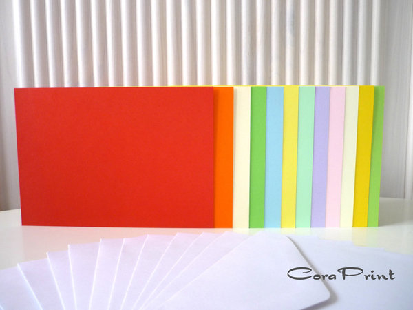 25 Doppelkarten A6 quer mit Kuverts weiß - intensive Farben