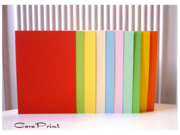 10 Doppelkarten B6 mit Kuvert Seidenfutter helle Farben