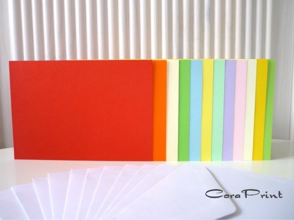 25 Doppelkarten A6 quer mit Kuverts weiß gefüttert helle Farben