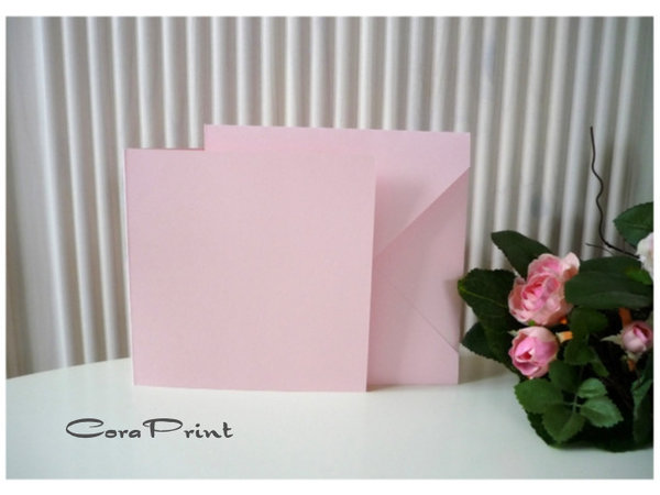 10 Doppelkarten quadratisch rosa mit Kuverts