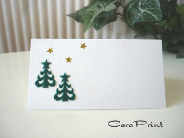10 Weihnachtstischkarten "Grüne Tannen"