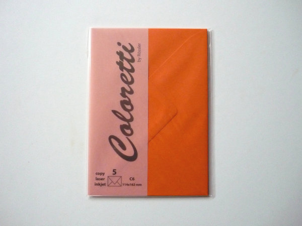 5 Briefumschläge C6 orange Coloretti von Rössler