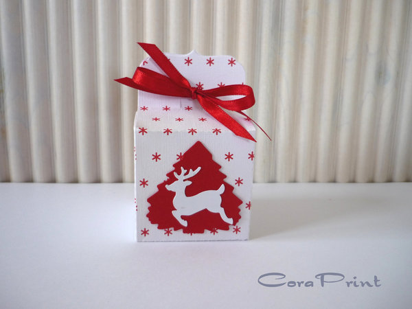 Geschenkschachtel - Box - Gastgeschenke Sterne rot-weiß 5 Stück