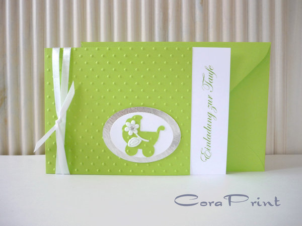Einladungskarte zur Taufe "Serie Selina" lindengrün