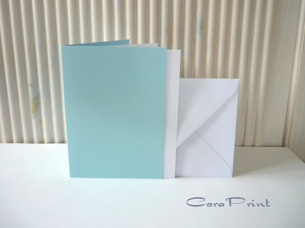 Doppelkarten - Faltkarten A6/C6 hellblau mit Kuvert & Einleger weiß