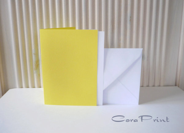 Doppelkarten - Faltkarten A6/C6 gelb mit Kuvert & Einleger weiß