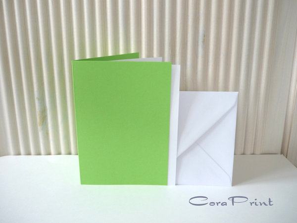 Doppelkarten - Faltkarten A6/C6 grün mit Kuvert & Einleger weiß