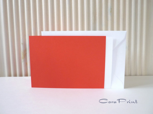 Doppelkarten - Faltkarten A6/C6 Querformat rot mit Kuvert & Einleger weiß