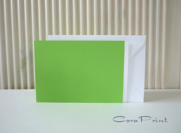 Doppelkarten - Faltkarten A6/C6 Querformat grün mit Kuvert & Einleger weiß