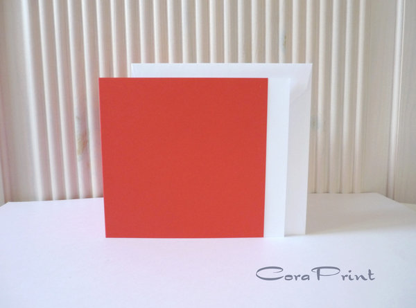Doppelkarten - Faltkarten quadratisch rot mit Kuvert & Einleger weiß