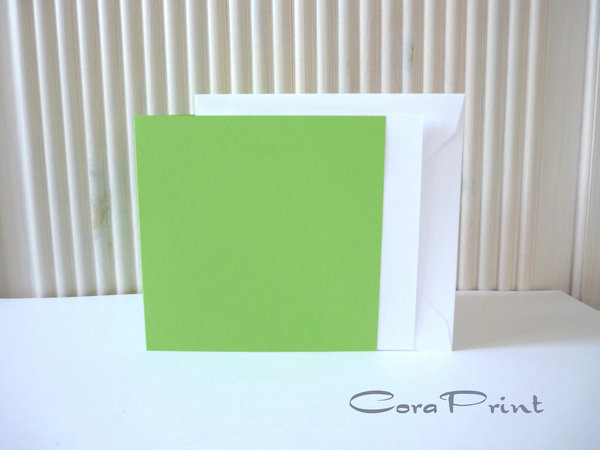 Doppelkarten - Faltkarten quadratisch grün mit Kuvert & Einleger weiß