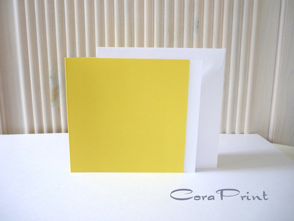 Doppelkarten - Faltkarten quadratisch gelb mit Kuvert & Einleger weiß
