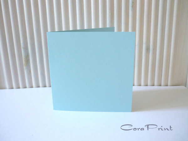 25 Doppelkarten quadratisch eisblau Größe wählbar
