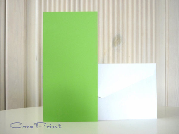 Doppelkarten Din Lang grün & Kuverts weiß