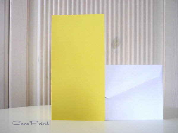 Doppelkarten Din Lang gelb & Kuverts weiß