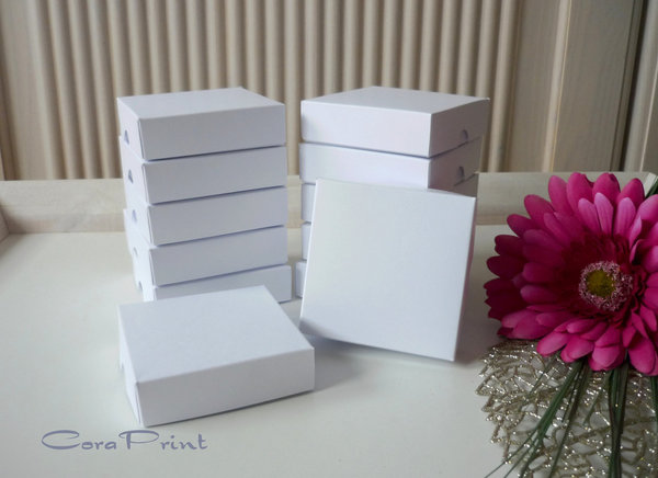 6 x Kartonage quadratisch weiß Gastgeschenke Geschenkschachtel