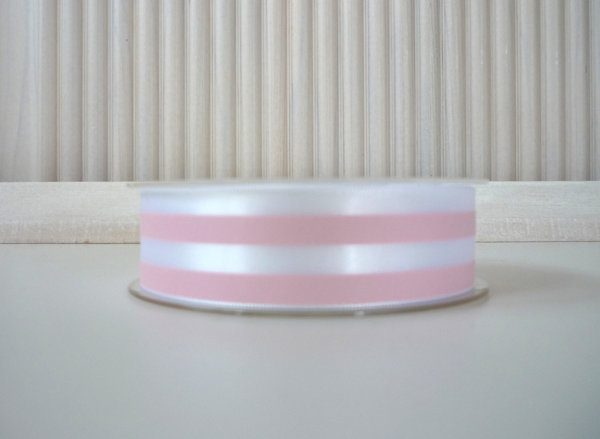 2 Meter Satinband rosa-weß gestreift 25 mm
