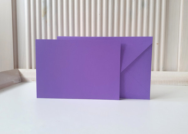10 Doppelkarten A6 violett QUER mit Kuvert - 210/120 g/m²