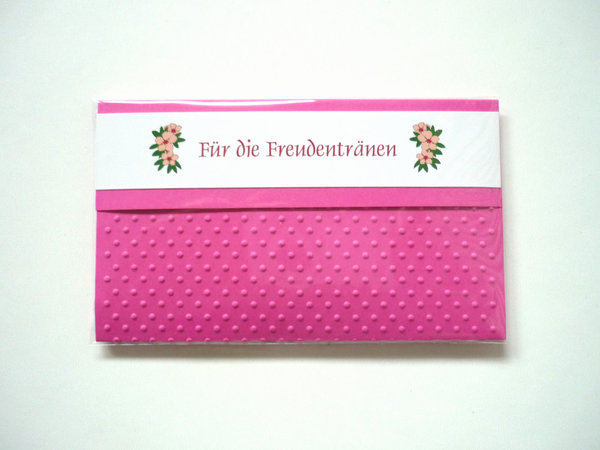 10 Freudentränentaschentücher pink - mit geprägter Banderole