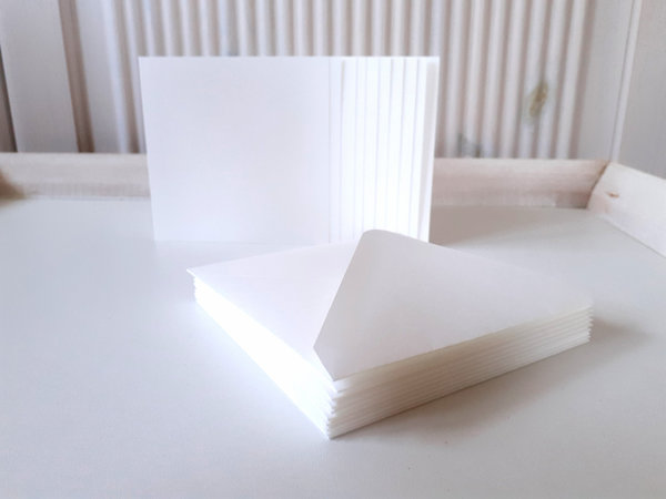 10 kleine Doppelkarten quadratisch eisblau 10x10 cm mit passenden Kuverts