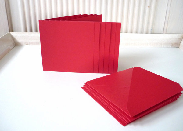 10 kleine Doppelkarten quadratisch weiß 10x10 cm mit passenden Kuverts