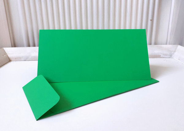 10 Doppelkarten Din Lang grün mit Kuvert